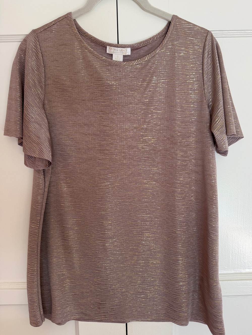 Gold Shimmer Short Sleeve Top